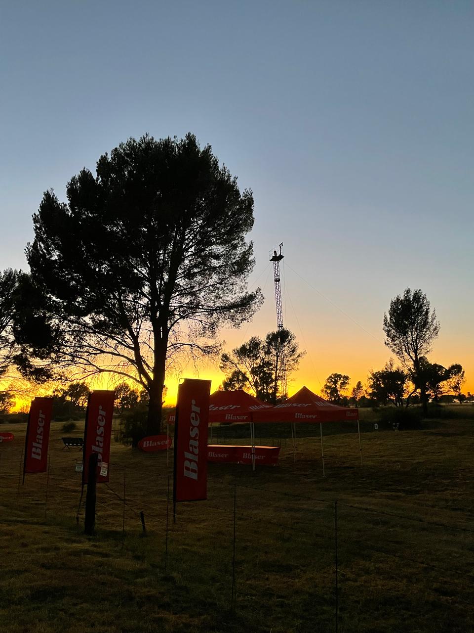 Blaser branding against a golden sunset