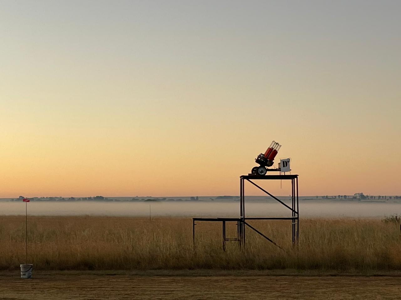 Target machine at sunrise over the Free State plains