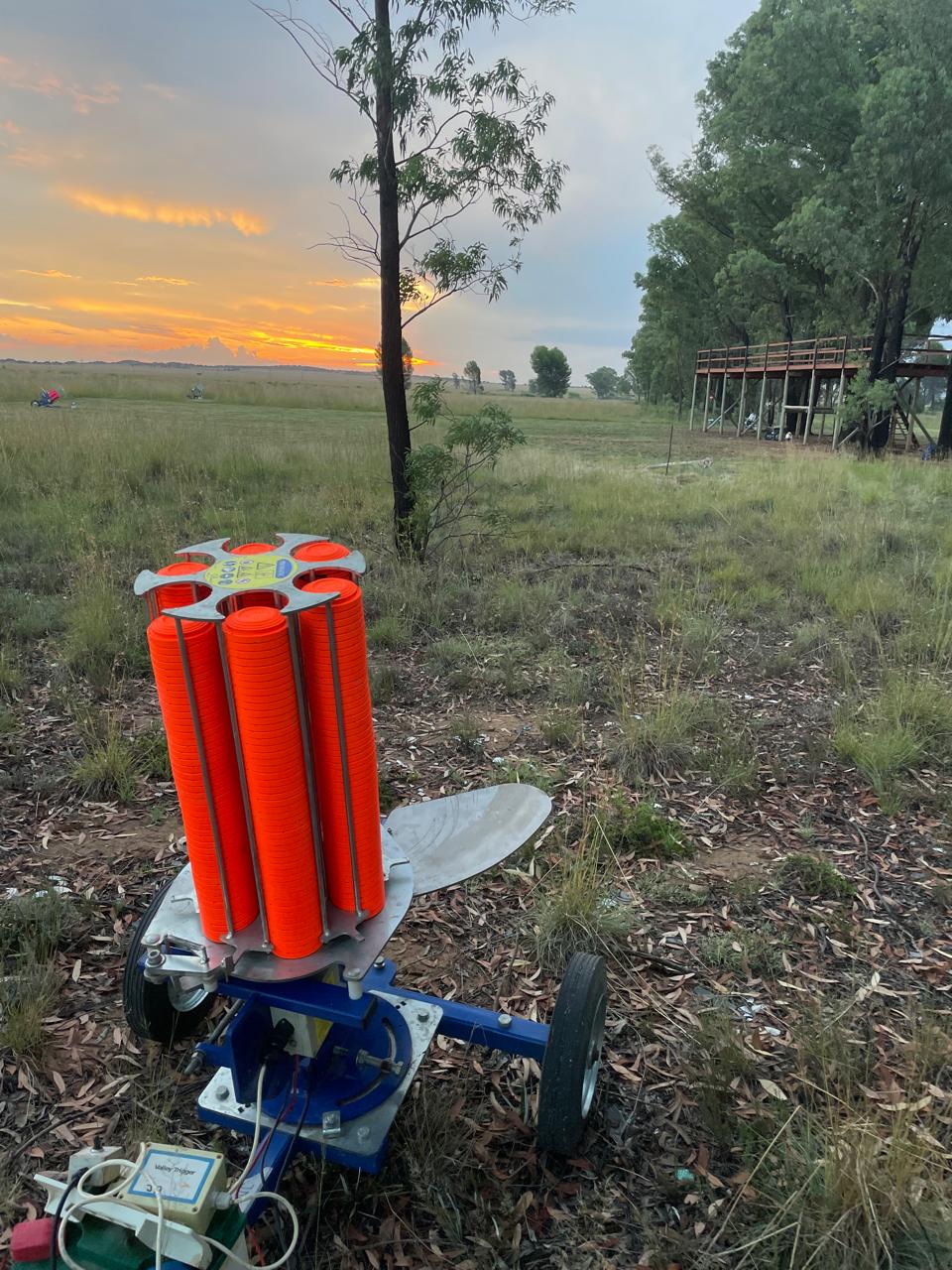 Promatic target machine on the range at sunset