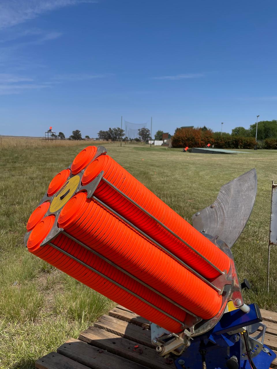 Close-up of a Promatic target machine fully loaded